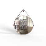18 inch round wall mirror with wooden frame in Alvino Oak finish for home decor