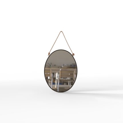 Framed round mirror in multiple colors including teak, white, and lacquer for interior design