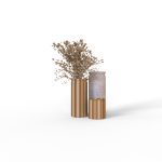 Set of 3 modern plant vases in gold, black, white, and gray for indoor decoration