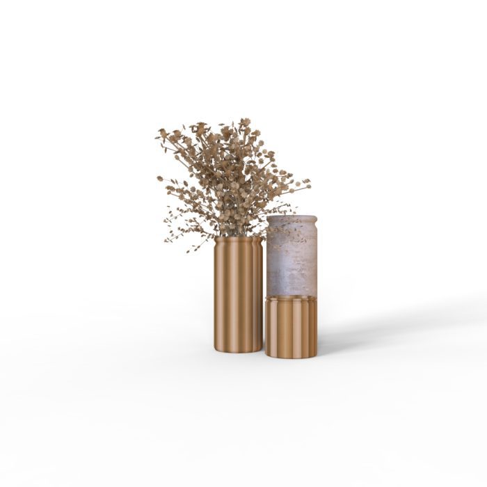 Set of 3 modern plant vases in gold, black, white, and gray for indoor decoration