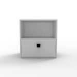1,Modern oak bedside table with two drawers and matte black handles — minimalist bedroom furniture