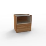 19,Minimalist bedside table in matte grey — neutral tone furniture for modern aesthetics