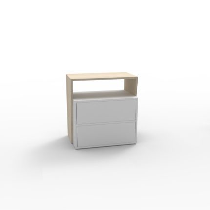 23,Stacked cube nightstand in matte white — modular and minimalist furniture