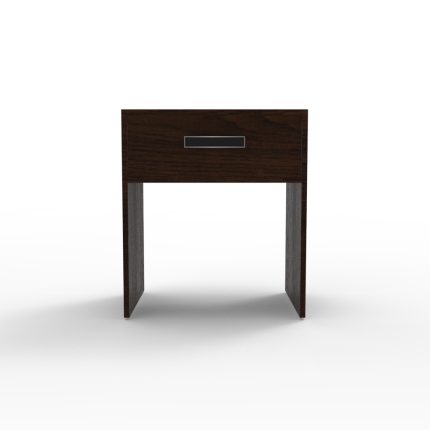 32,Curved-edge nightstand in walnut veneer — soft silhouette for cozy aesthetics