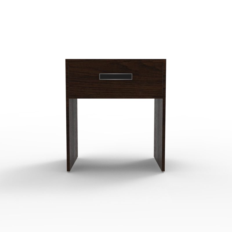 32,Curved-edge nightstand in walnut veneer — soft silhouette for cozy aesthetics